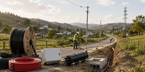Cable de acometida FTTH redondo para red de fibra de banda ancha rural